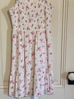 Hollister White Sundress with Pink Rose Print